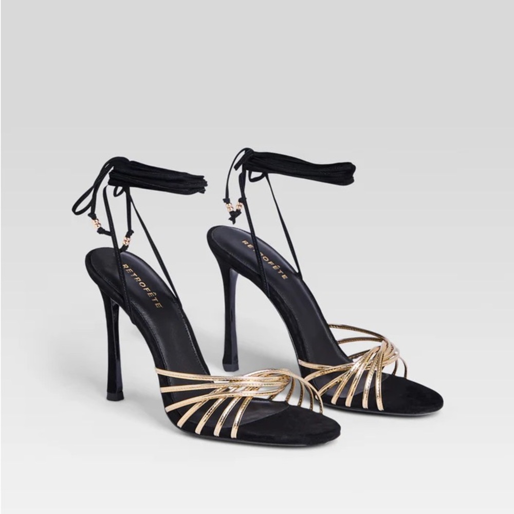 Retrofete Lucio Sandal Black Gold NIB MSRP $400 Size 37 or 6 - Picture 3 of 5